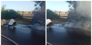 વાંકાનેરમાં વેગનઆર કારમાં આગ ભભૂકી ઉઠી, ફાયર ટીમે કાબુ મેળવ્યો